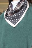 Plaid & Polka Border Triangle Silk Neckerchief Black